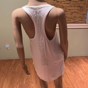 White Rhinestone Embellished Tank Dress Or Swimsuit Cover Size M